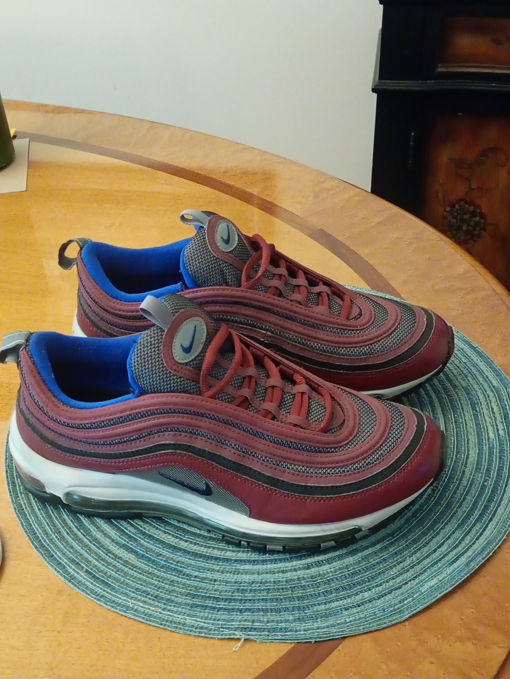 Nike Men’s Air Max 97 Sneakers - Burgundy and Blue Sz 9